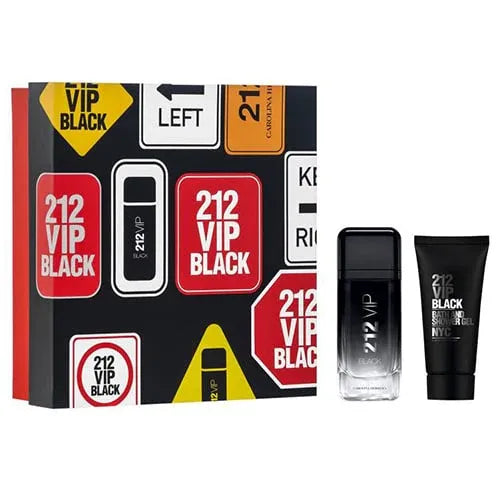 Estuche 212 Vip Black Carolina Herrera Set Perfume Para Hombre 100ml